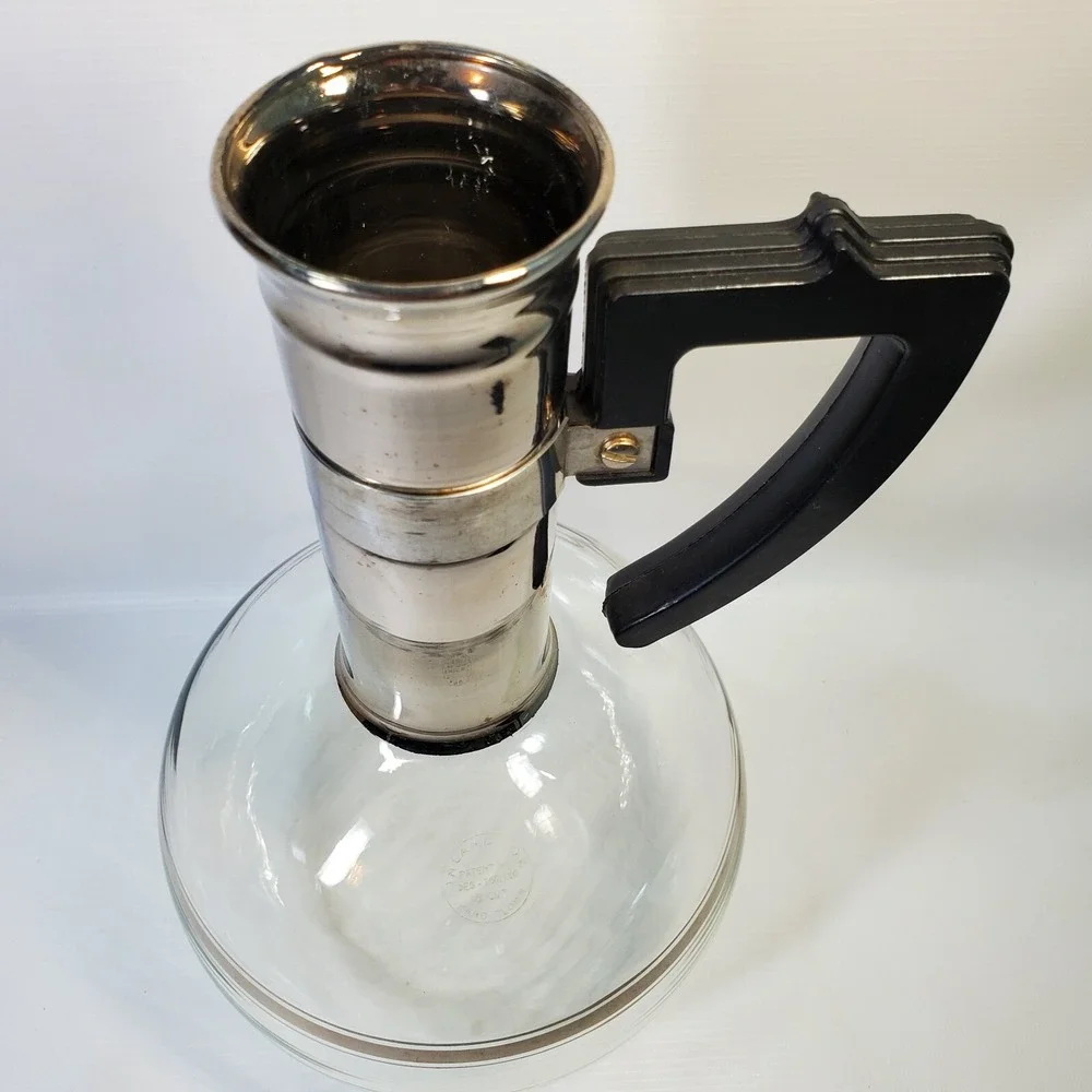 Inland XXX Coffee Carafe Warming Stand Cork Stopper Hand Blown Glass 16 Cup Vtg